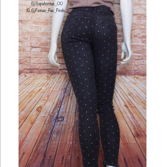 Express | Blk Wash Rhinestone Jeweled Skinny Jeans - Picture 2 of 12